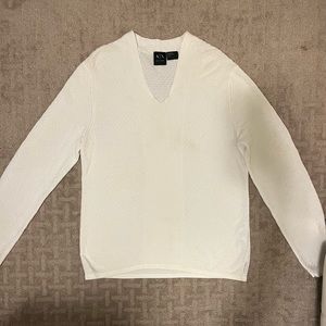 Armani Exchange White V-neck Sweater Top